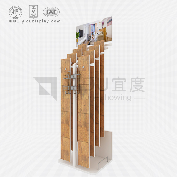创意精美LOGO立柱简易悬挂式8展位木地板展示架 WJ2004