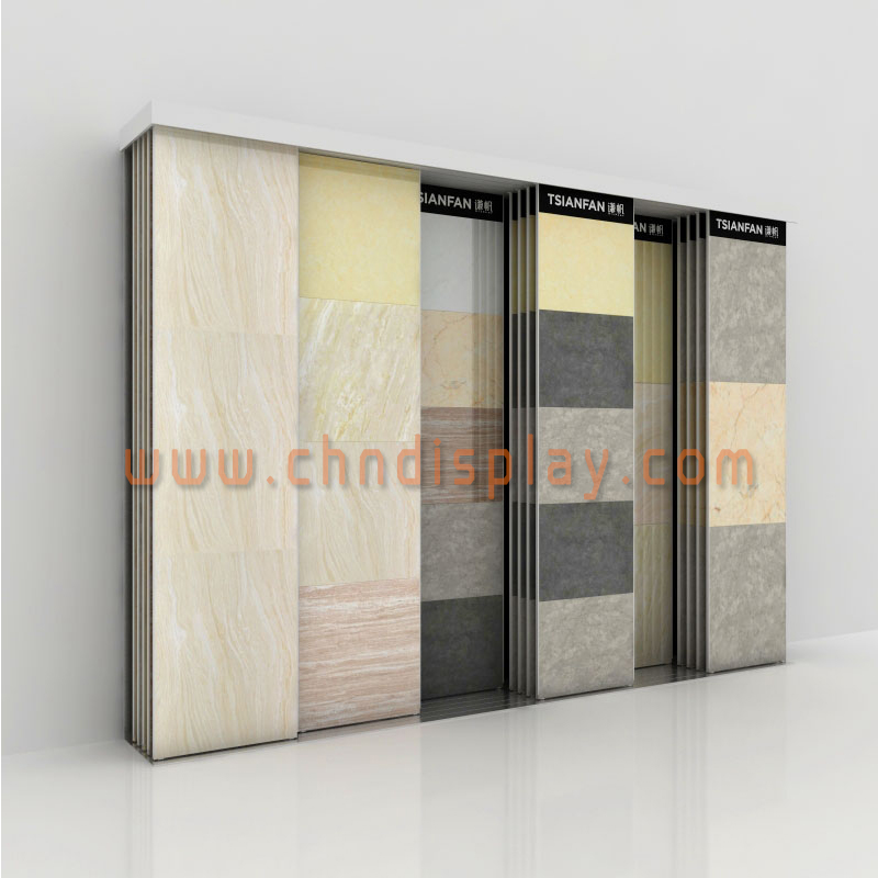 瓷砖推拉展架一款两用的设计，环保干挂，或互动铺贴，尽显瓷砖格调D6