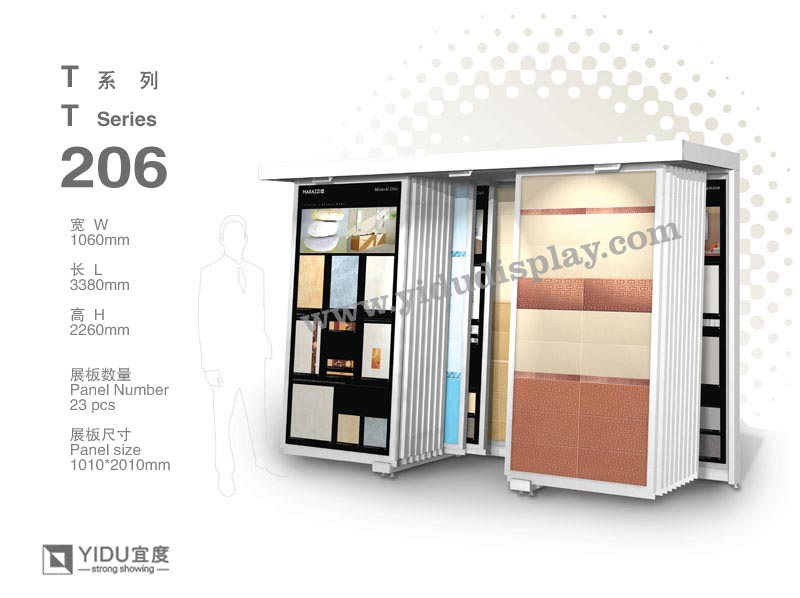 双排80度倾斜推拉式瓷砖展架 T206