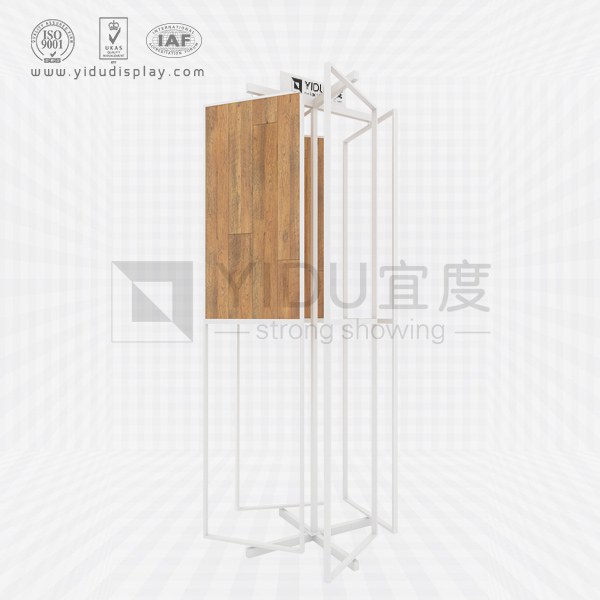 翻页式木地板 硅藻泥涂料展示架 瓷砖墙布样品落地式旋转展具定制 WF2008