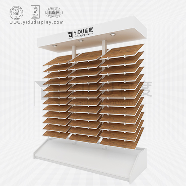 三排立式悬挂式600x600mm木地板实木门样品展示架 WG2001