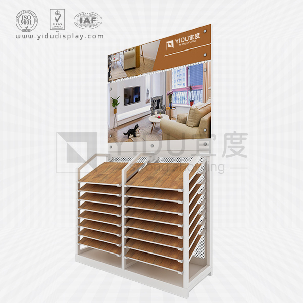 双排组合木地板样品悬挂式防护背网展架 多种实木强化木地板展示架定制 WG2004