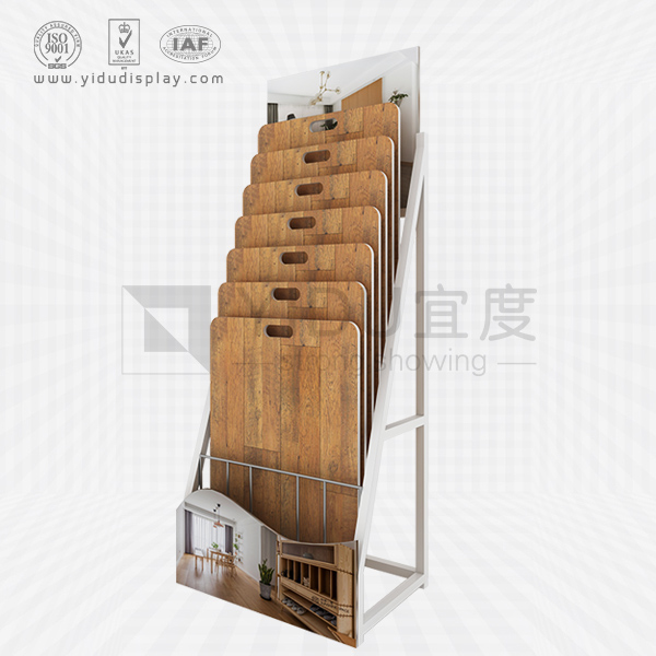 立柱铁艺烤漆创意木地实木橱柜样品插架 铝扣板瓷砖地板插架展具批发 WC2019
