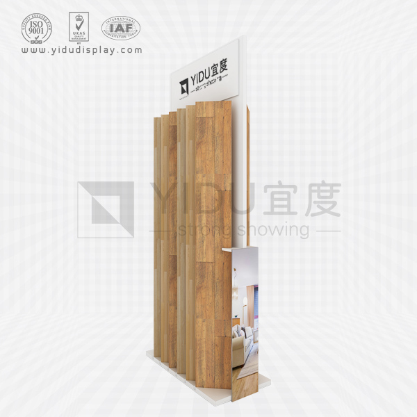 实木地板店面双面立柱木插展具 翻页实木门地板墙纸硅藻泥样品展架定制 WC2023