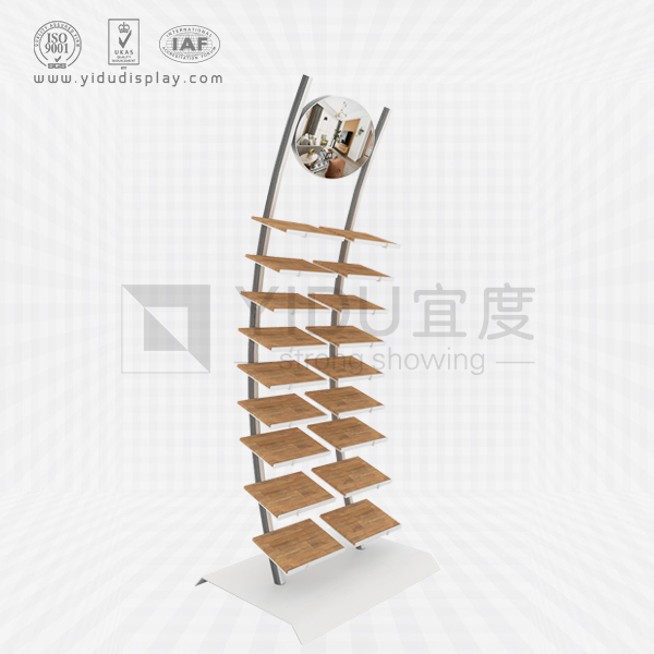 双排19格层板立柱简易木地板展示架 橱柜门仿实木吊顶铝扣板样品展示架 WJ2003
