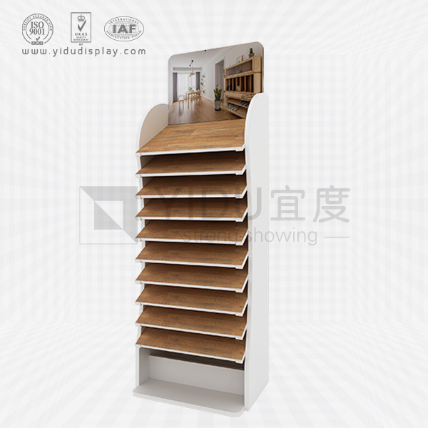 带背板精美LOGO图标木地板简易展架 仿实木石材地板样品展示架 WJ2014