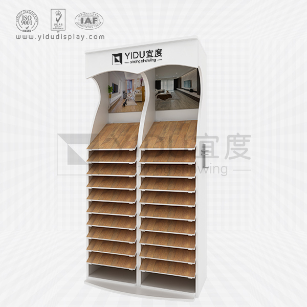 简易式立柱带LED灯双排强化木地展柜 翻页柜石材铝扣板展架定制批发 WJ2018