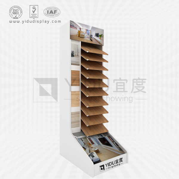 新款组合简易式木地板样品展示架 自带产品LOGO海报展位厂家直销 WJ2022