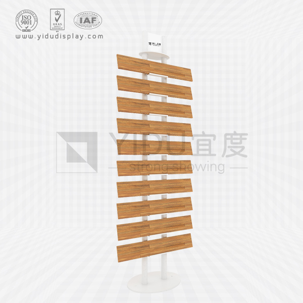 金属铁艺立式翻转旋转木地板样品展架 厂家直销  硅藻泥实木踢脚线样品立式展具 WJ2032