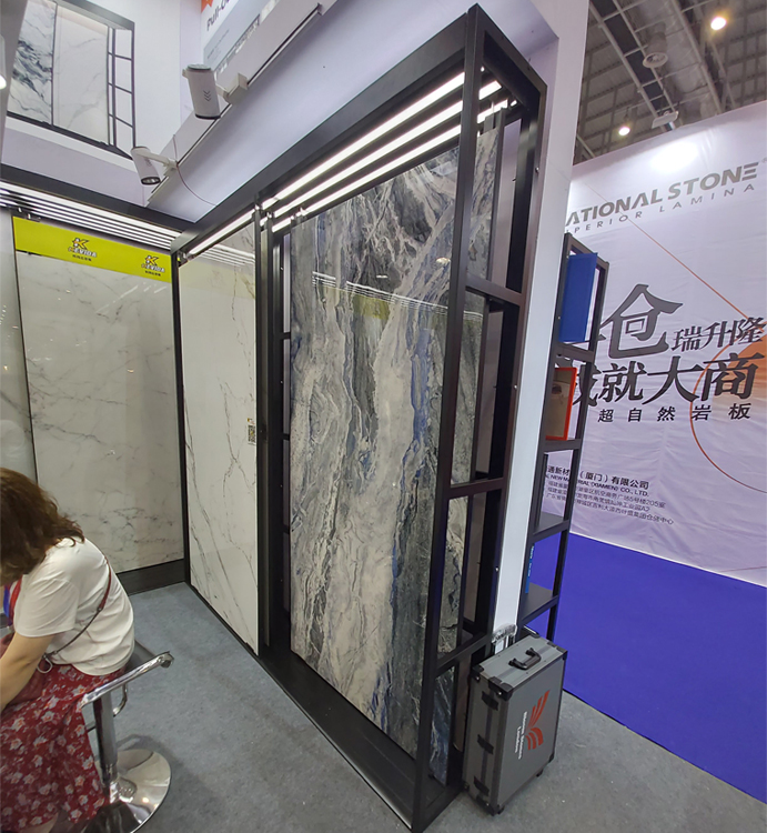 大板连纹展架厂家供应_推拉式瓷砖岩板连纹展示架批发