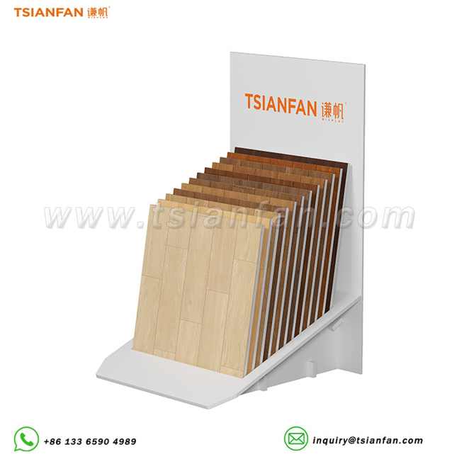 斜插式木地板展示架多色样品陈列架门店简约展架-WL1047